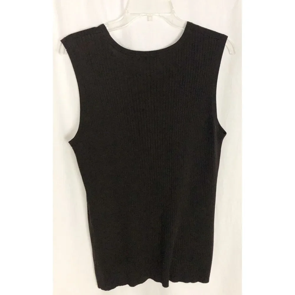 Josephine Chaus Silk Rayon Womens Brown Sleeveless Stretch Knit Top Size 3 - Picture 3 of 7
